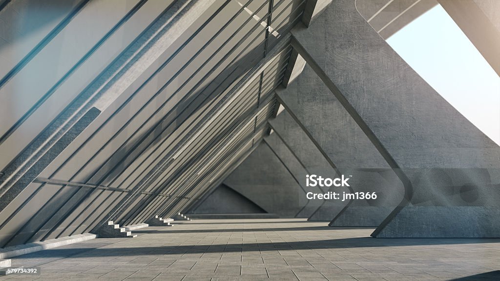 Abstract concrete geometric structure background. 3D rendering Architecture Stock Photo