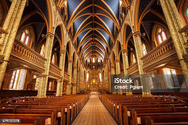 Notre Dame Cathedral Ottawa Stock Photo - Download Image Now - Indoors, Cathedral, Catholicism