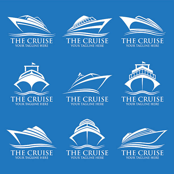 logo statku wycieczkowego - rejs stock illustrations