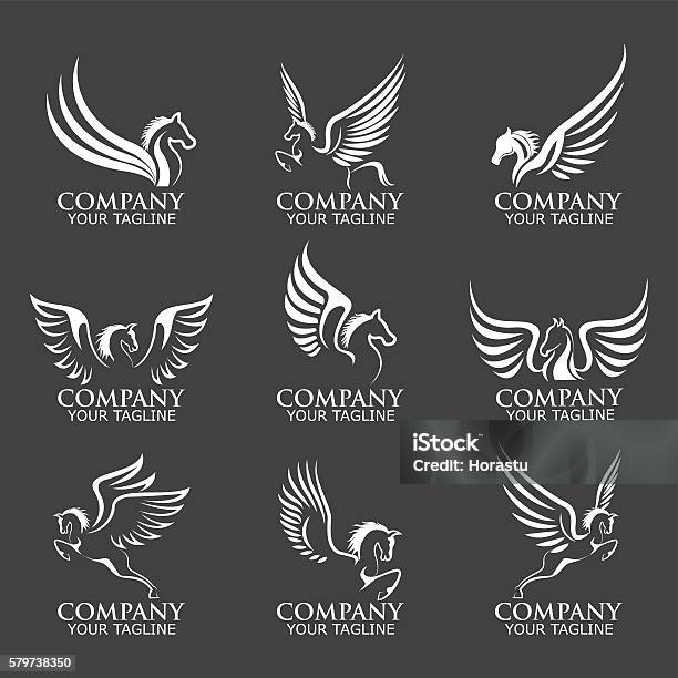 Pegasus Logos Stock Illustration - Download Image Now - Pegasus, Animal Wing, Horse