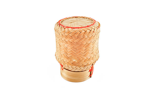 istock Sticky Rice Bamboo Box ,Kratib , Isolated on White Background 579739080