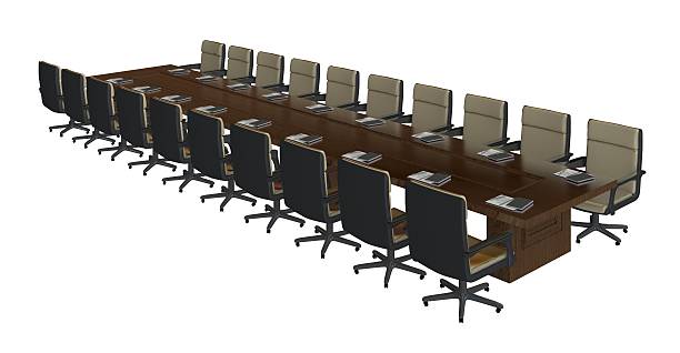 istock Illustration Office Furniture Table and Chairs Isolated On White 579739590