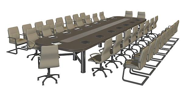 istock Illustration Office Furniture Table and Chairs Isolated On White 579739896