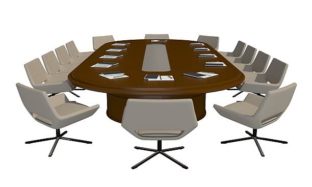 istock Illustration Office Furniture Table and Chairs Isolated On White 579739908