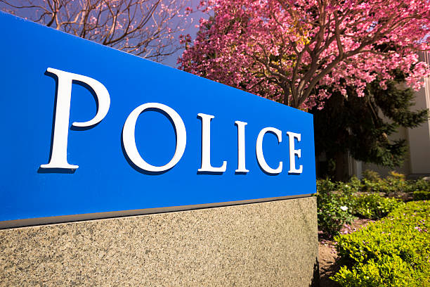 Police station entrance Law enforcement headquarters for the police police headquarters stock pictures, royalty-free photos & images