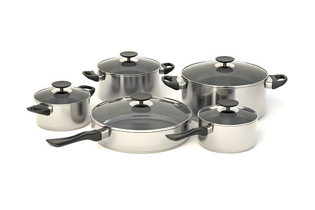 istock Stainless steel pots and pans 579742854