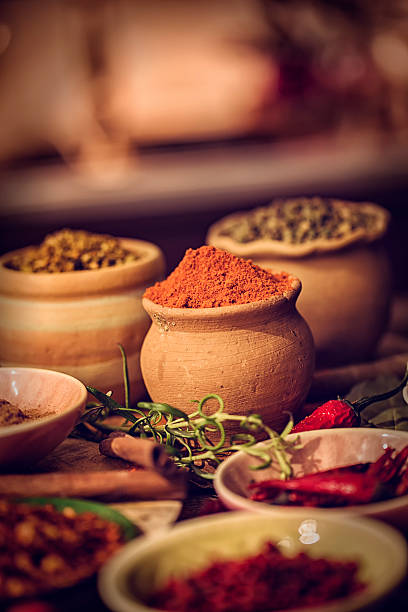 istock Spices and Herbs on Wooden Background 579743440