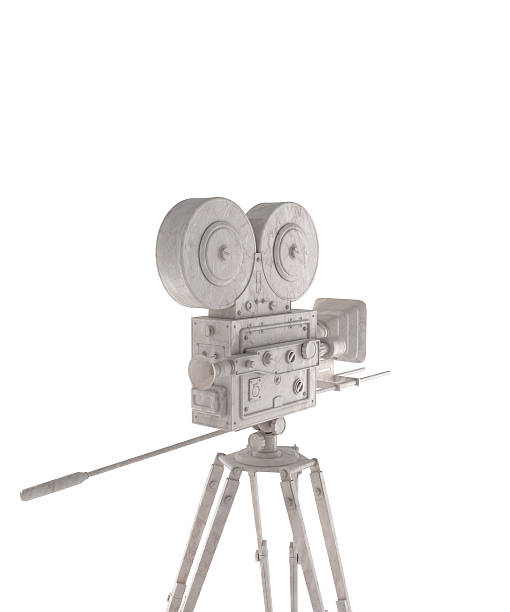 istock vintage camera mounted on marble stand close-up on white background 579743518