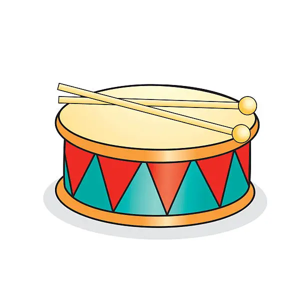 Vector illustration of Toy drum and drumsticks