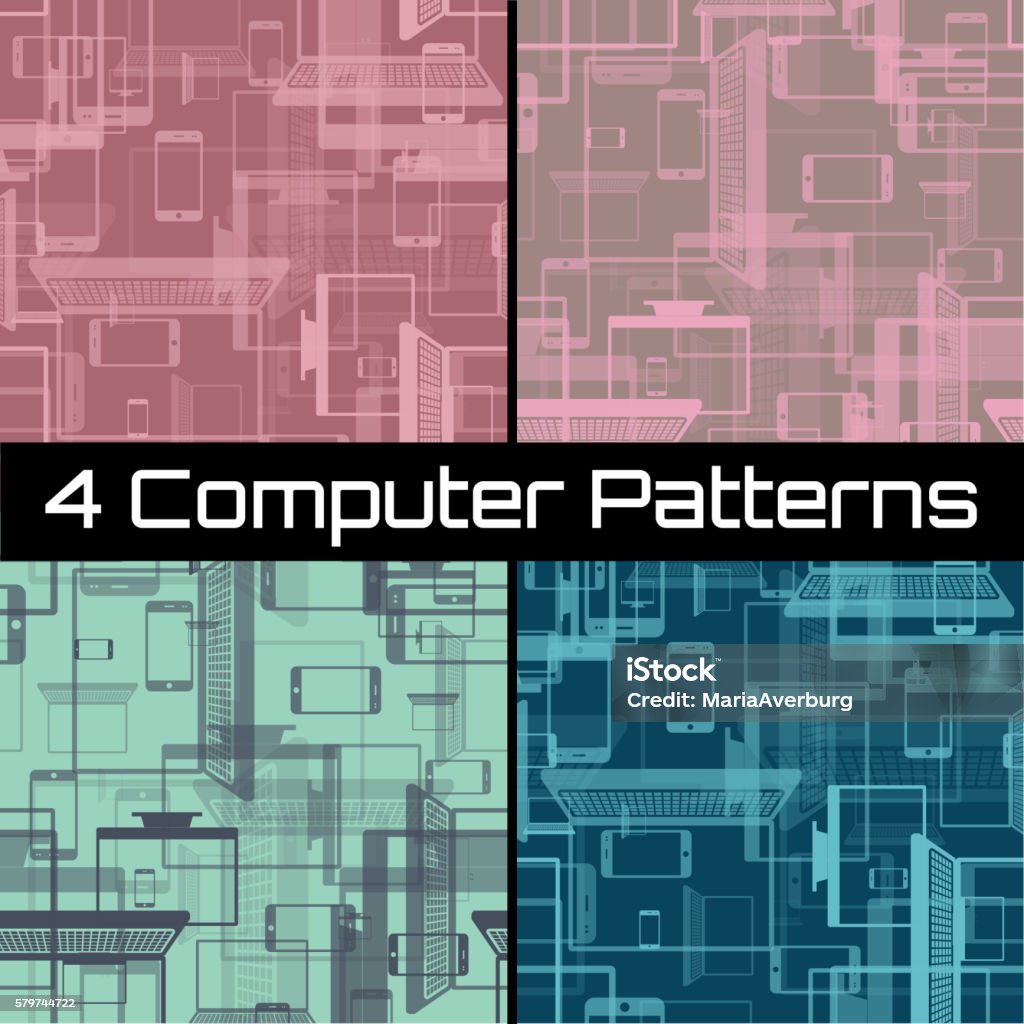 Computer Pattern Look Sitting Seamless Pattern With Gadjets Stock Illustration - Download Image Now ...