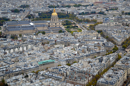 View of Champ de Mars from the Eiffel Tower in Paris, France