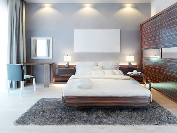 istock Front view of the bedroom in a modern style. 579751100