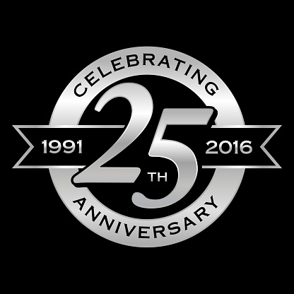 25th Years Anniversary Emblem. EPS 10 File and large jpg included.