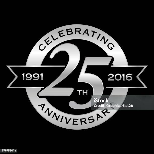 Celebrating 25th Years Anniversary Stock Illustration - Download Image Now - 25th Anniversary, 25-29 Years, Number 25