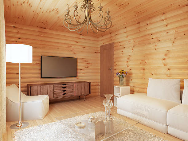 istock living room interior in a log house 579753336