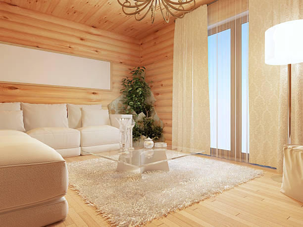 istock Log living room interior in modern style 579753704