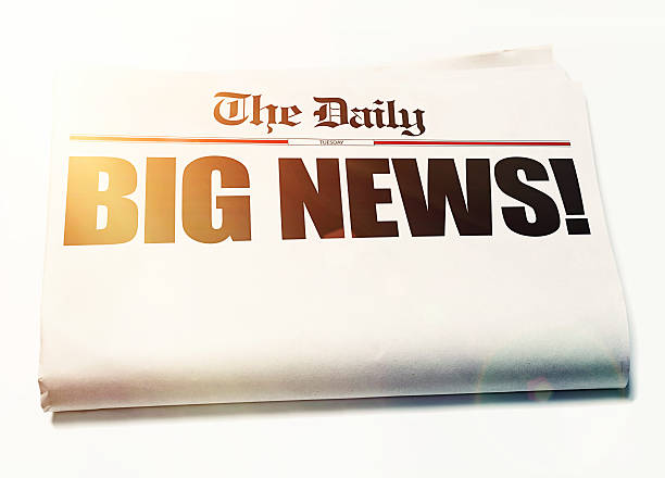 Big News! headline with remaining newspaper blank for your message The front page of a newspaper (The Daily, imaginary and created by the photographer) is blank and waiting for your copy and pictures, apart from the headline BIG NEWS!. front page stock pictures, royalty-free photos & images