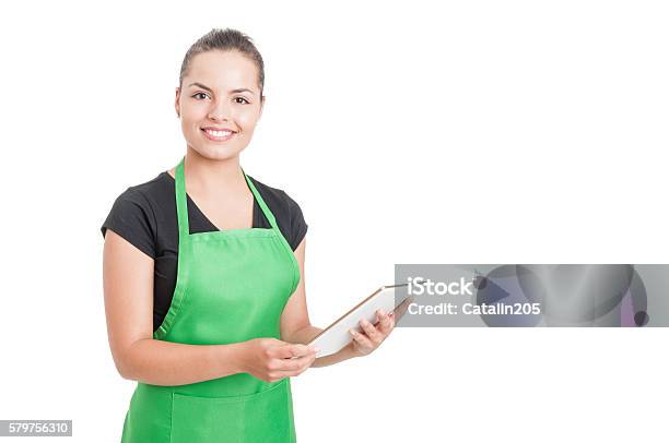 Successful Hypermarket Employee Holding Modern Tablet Stock Photo - Download Image Now