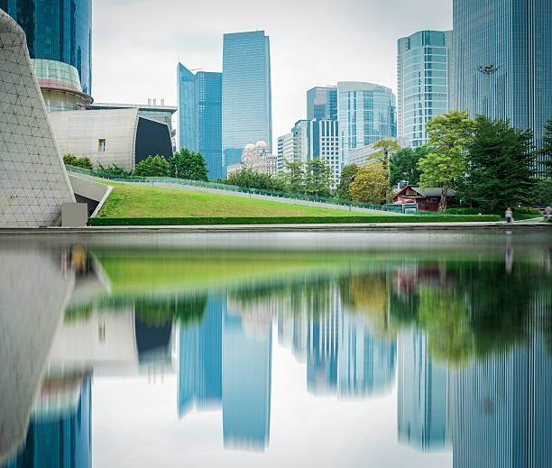 istock city skyline and reflection in guangzhou , beautiful pearl river 579756736