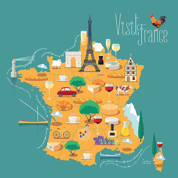フランスのベクトル分離図の地図 - wine culture点のイラスト素材／クリップアート素材／マンガ素材／アイコン素材