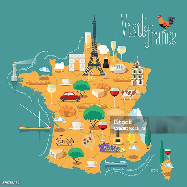 Map Of France Vector Isolated Illustration Stock Illustration - Download Image Now - France, Map, Cheese