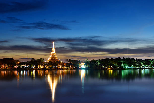 istock phra mahathat kaen nakhon temple in Twilight Time 579759132