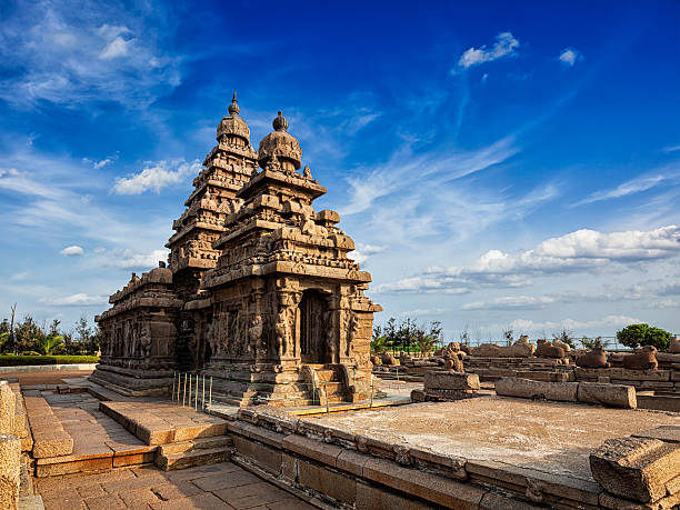 tempio di terra patrimonio mondiale dell'umanità nel mahabalipuram, tamil nad - shiva india hinduism temple foto e immagini stock
