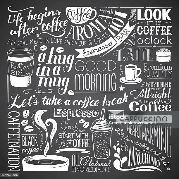 Coffee Icon Wallpaper Stock Illustration - Download Image Now - Coffee - Drink, Coffee Crop, Chalkboard - Visual Aid