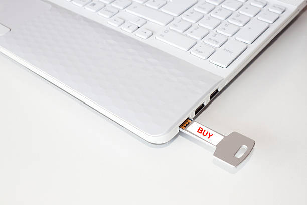 istock Pendrive in a laptop with the buy word 579767630