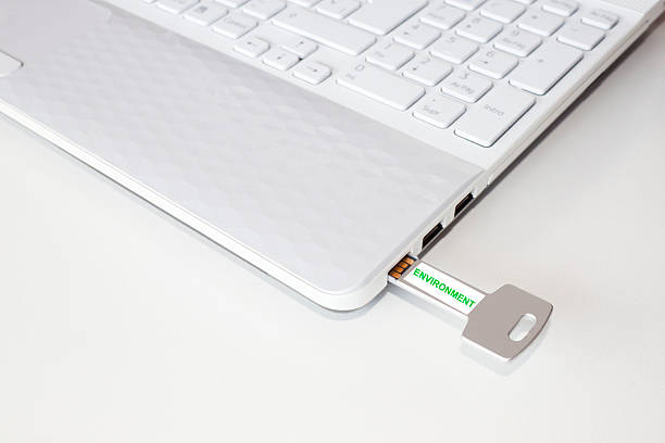 istock Pendrive in a laptop with the environment word 579767666