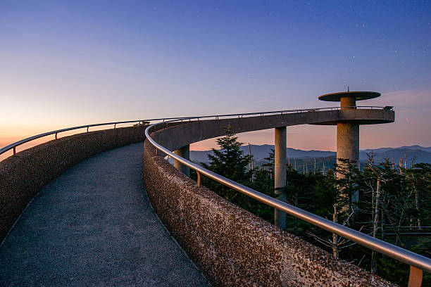 Clingman's Dome in the Smoky Mountains The observation deck of Clingman's Dome in the Great Smoky Mountains. gatlinburg great smoky mountains national park north america tennessee stock pictures, royalty-free photos & images