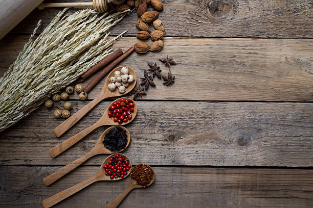 istock Spices on wood spoons 579779500