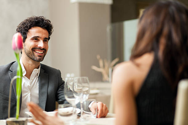 istock Cheerful couple in a restaurant 580088964