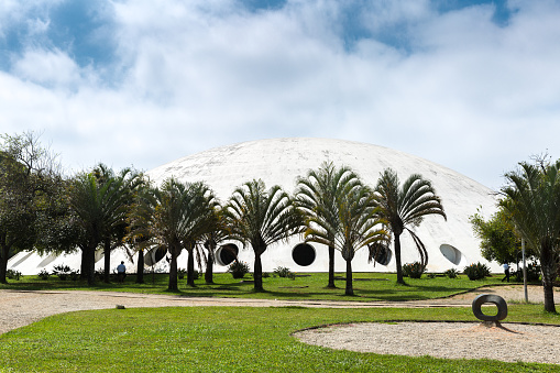 Niteroi, Brazil - July 13. 2014: MAC, Contemporary Art Museum of Niteroi, designed by Brazilian architect Oscar Niemeyer, completed in 1960 in Brasilia