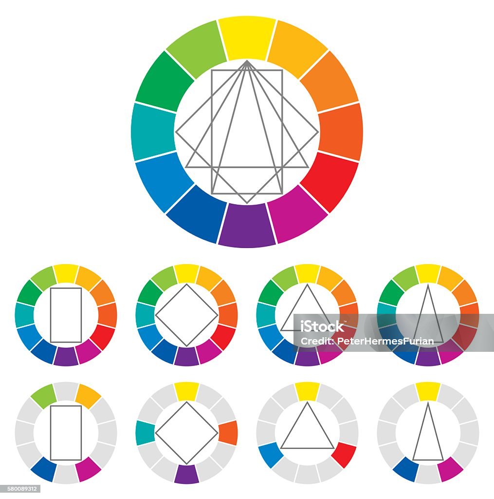Combinazioni di colori ruota dei colori - arte vettoriale royalty-free di Ruota dei colori