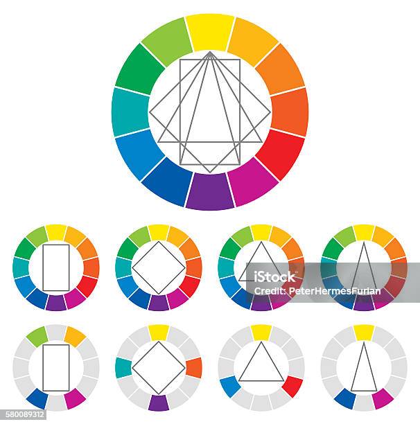 Combinazioni Di Colori Ruota Dei Colori - Immagini vettoriali stock e altre immagini di Ruota dei colori - Ruota dei colori, Arte, Cerchio