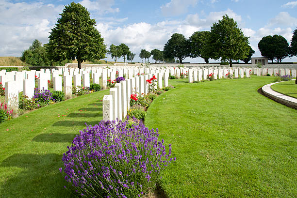 Vimy, France - July 5, 2016: War graves at the Cabaret Rouge War Cemetery near Vimy Ridge.