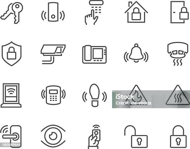 Line Home Security Icons Stock Illustration - Download Image Now - Icon Symbol, Security, Intercom