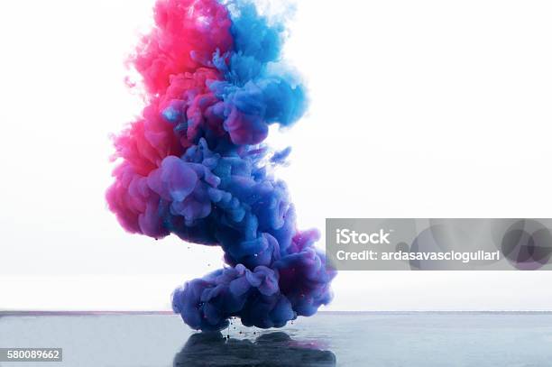 Paint Splash On A White Background Stock Photo - Download Image Now - Smoke - Physical Structure, Colors, Blue