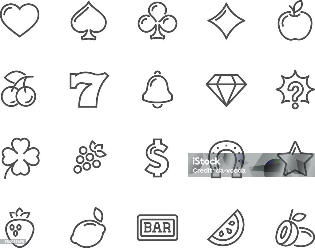 Line Slot Machine Icons - Royalty-free Símbolo de ícone arte vetorial