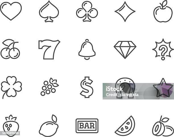 Line Slot Machine Icons - Arte vetorial de stock e mais imagens de Símbolo de ícone - Símbolo de ícone, Máquina de Casino, Sorte