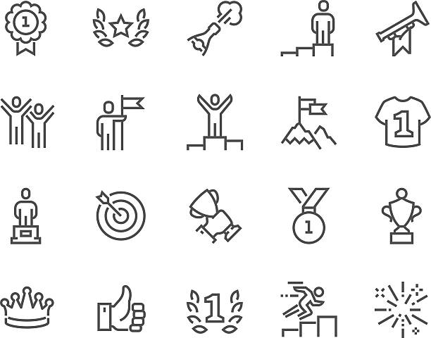 Line Winning Icons Simple Set of Winning Related Vector Line Icons. Contains such Icons as Laurel Branch, Like, Reward, Achievement and more. Editable Stroke. 48x48 Pixel Perfect. challenge icons stock illustrations