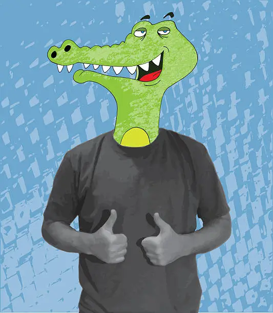 Vector illustration of Satisfied crocodile
