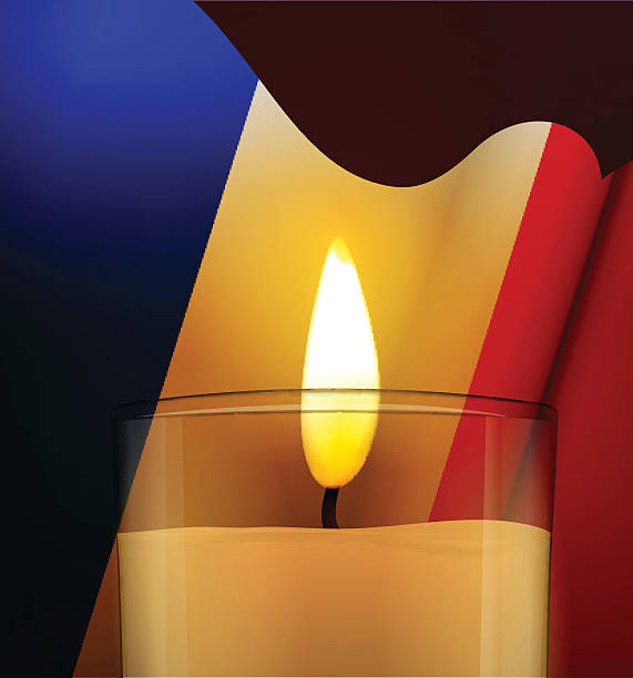 ilustrações de stock, clip art, desenhos animados e ícones de candles in front of the national flag of france. - memorial vigil candlelight candle memorial service