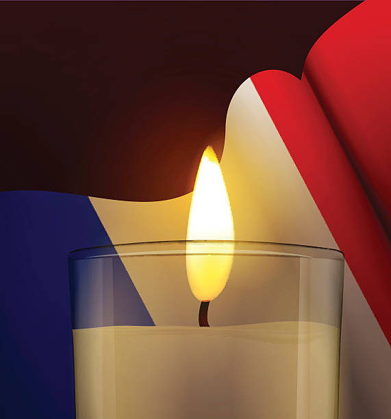 ilustrações de stock, clip art, desenhos animados e ícones de candles in front of the national flag of france. - memorial vigil candlelight candle memorial service