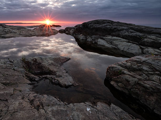 istock Quiet sunrise at Ladoga lake 580091378