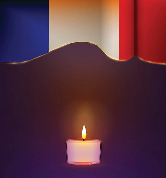 ilustrações de stock, clip art, desenhos animados e ícones de candles in front of the national flag of france. - memorial vigil candlelight candle memorial service