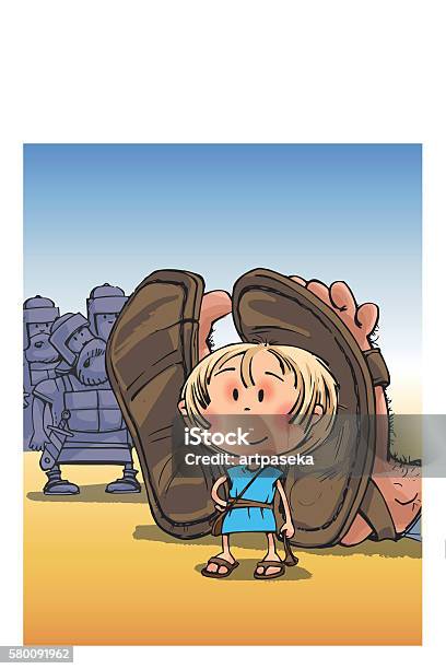 David Vs Goliath Biblical Story Comic Drawing Funny Characters Stock  Illustration - Download Image Now - iStock