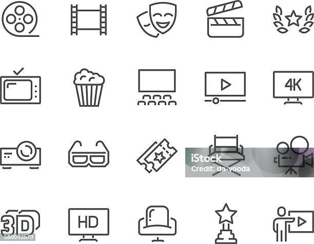 Line Cinema Icons Stock Illustration - Download Image Now - Icon Symbol, Movie, Movie Theater