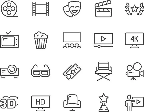 Vector illustration of Line Cinema Icons